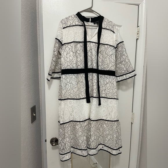 Eloquii Studio Lace Blocked Dress with Piping Size 14 - Picture 4 of 6